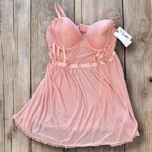 Jessica Simpson Pink Lace Babydoll Lingerie Chemise Large NWT